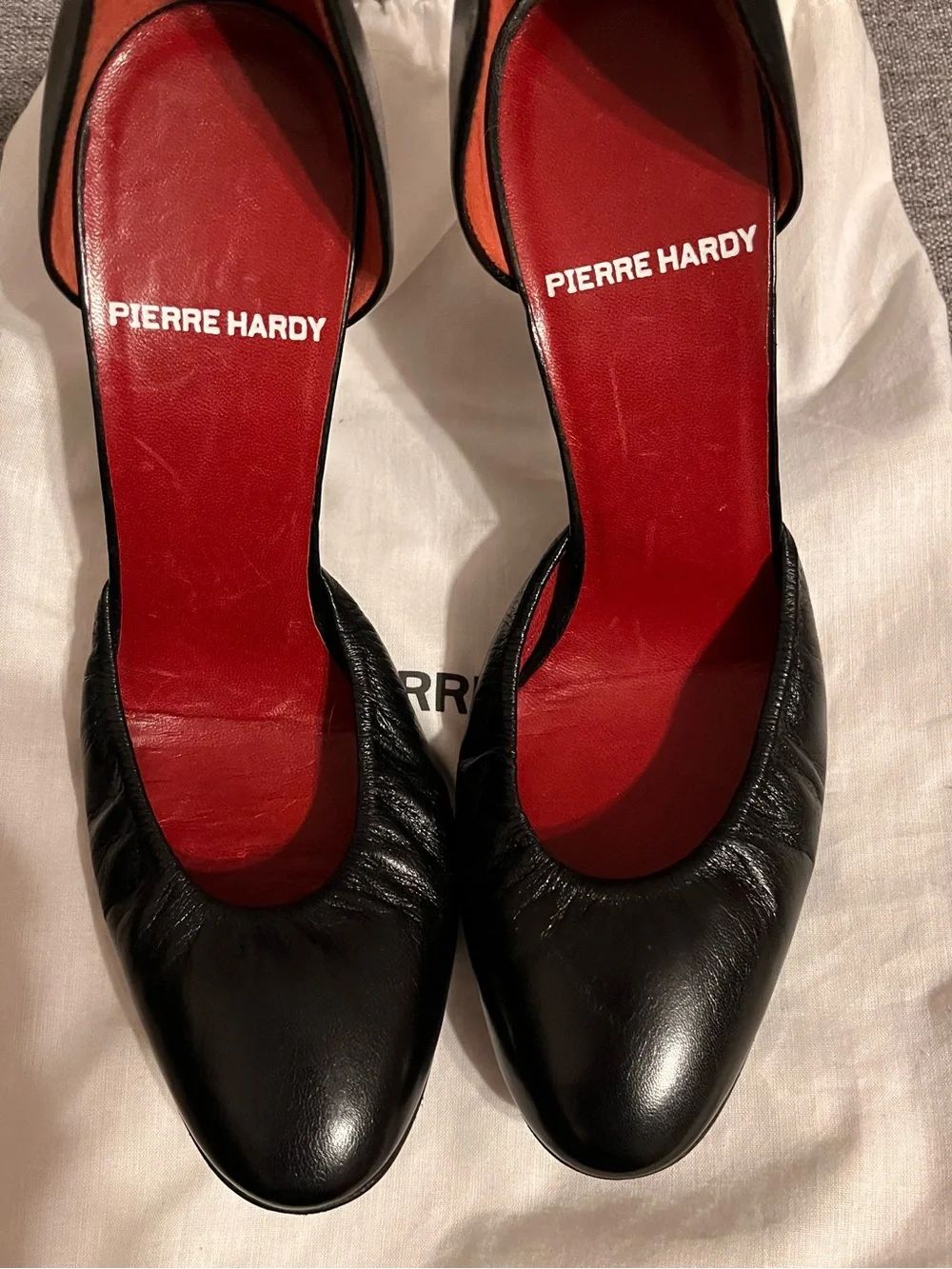 Pierre Hardy Black Leather D'Orsay Pumps with Red Insoles — Size 37.5